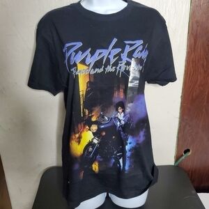 Prince Shirt Women’s Small Purple Rain  Black Short Sleeve